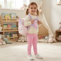 J16528: Girls Unicorn Sweatshirt & Leggings Outfit With Matching Rucksack (2-4 Years)